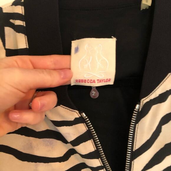 Rebecca Taylor Tiger-Striped Silk Bomber Jacket - Picture 10 of 10